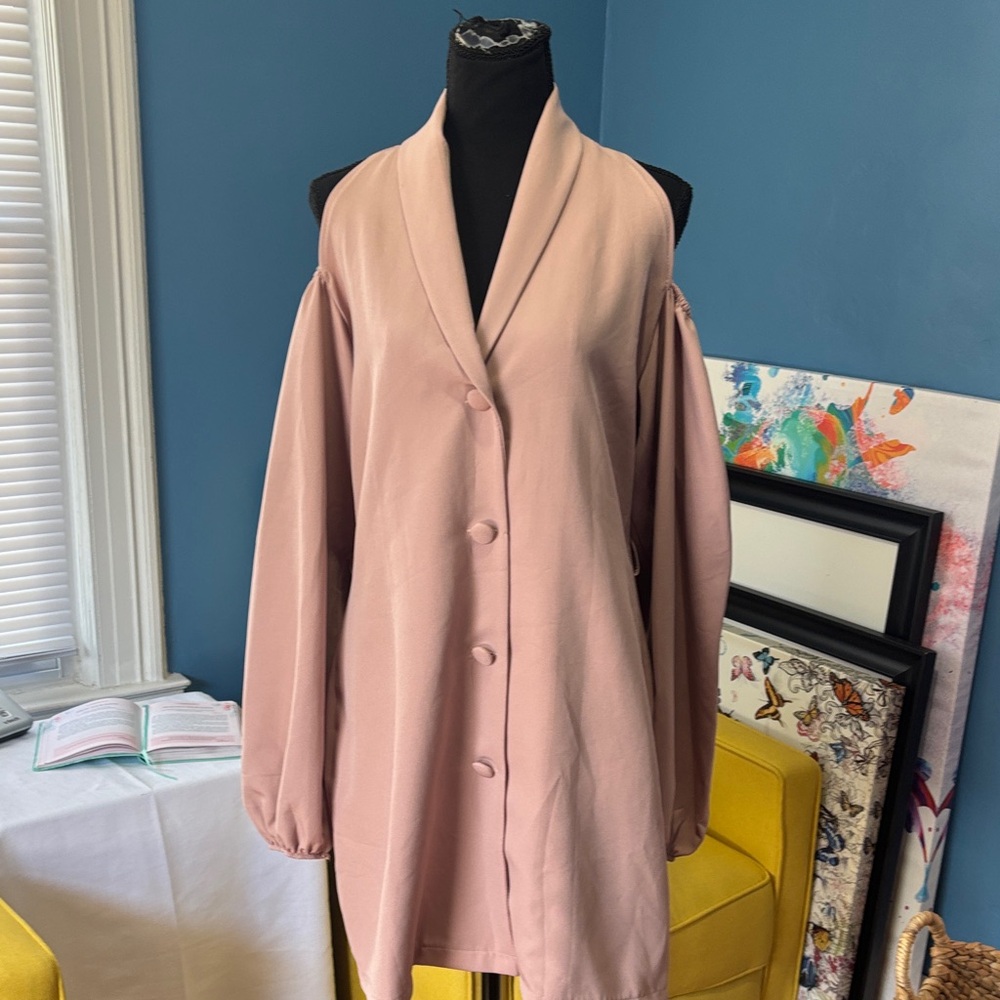 Dusty Rose Cold-Shoulder Button Front Coat or blazer dress size 12